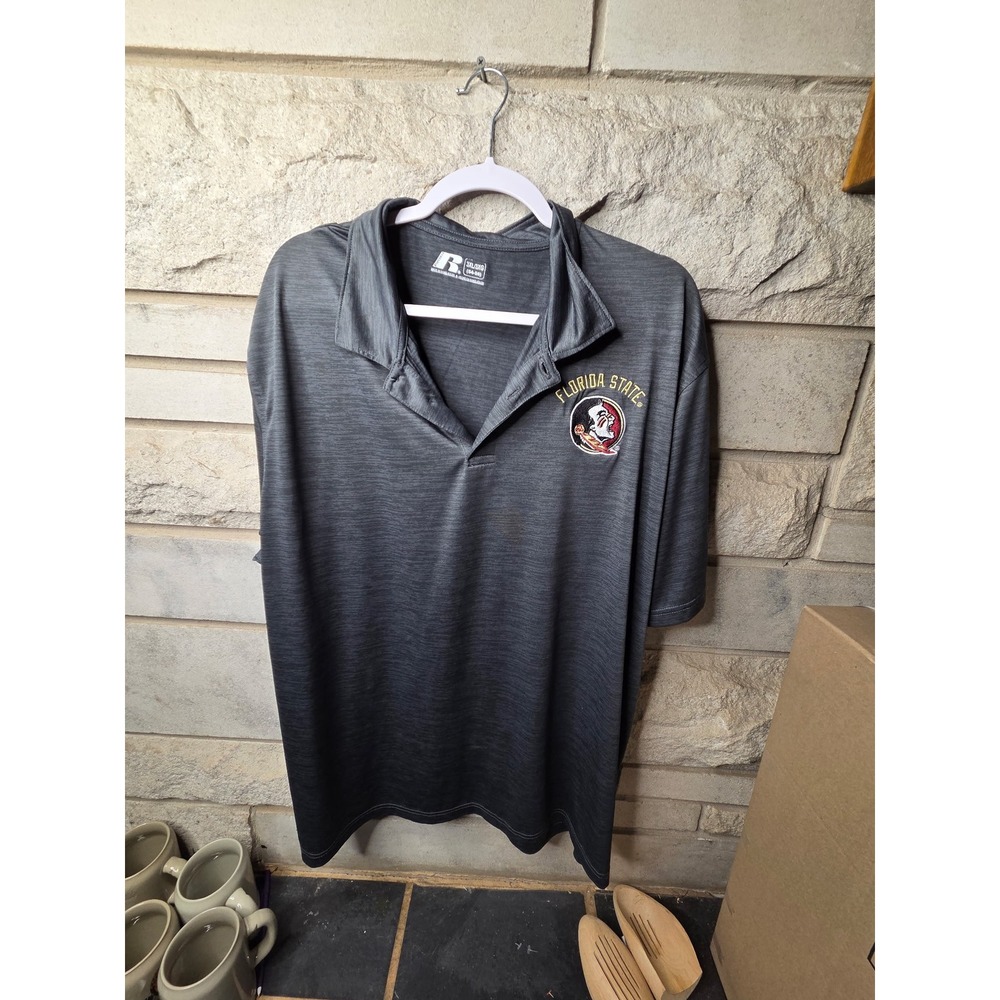 Russell Athletic Florida State Seminoles Polo Shirt Mens 3XL Grey Space Dye FSU